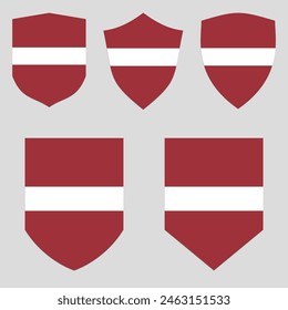 Set of Latvia Flag in Shield Shape Frame