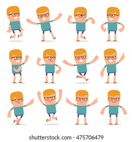 Set of Laughing and Joyful Character Teenager in celebrates and jumps poses for using in presentations, etc.