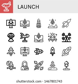 Set of launch icons such as Rocket, Startup, Space capsule, Booster, Spaceship, Entrepreneur, Spacecraft , launch