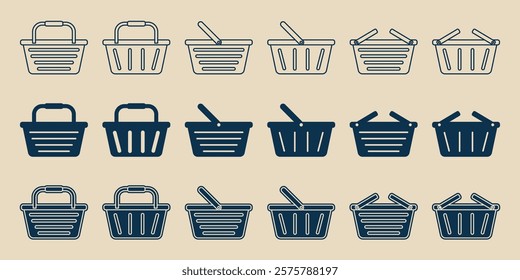 set laundry basket icon logo simple vector illustration design graphic template