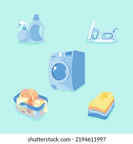 Set of laundry elements vector