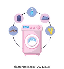 set laundry equipment to washing the clothes