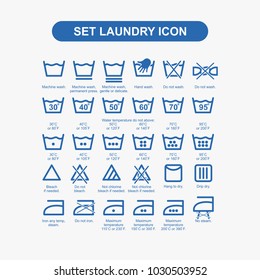 Set laundry icon blue vector illustration.