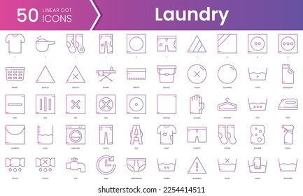 Juego de iconos de lavandería. Conjunto de iconos de estilo de degradado. Ilustración vectorial