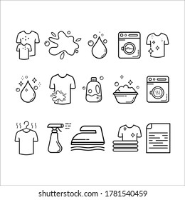 set of laundry line style icons logo business service washing clothes