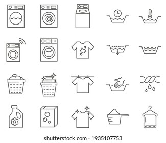 Set of laundry line vector icons.