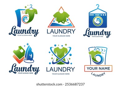 conjunto de coleção de design de logotipo Laundry. ícone para o negócio de serviços de lavandaria. Ilustração vetorial