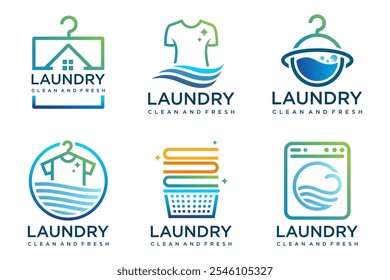 set of Laundry logo design collection. icon for laundry service business . Vector illustration