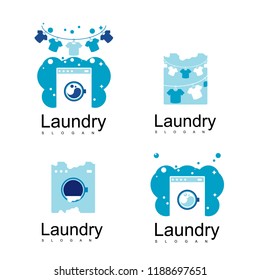Set Of Laundry Logo Design Vector