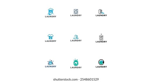 Set of Laundry logo design. Washing machine icon for laundry service business logo template.