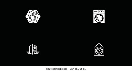 Conjunto de diseño de logotipo de lavandería. Icono de la lavadora para la Plantilla del logotipo del negocio del servicio de lavandería.