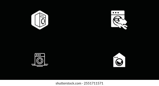 Set of Laundry logo design. Washing machine icon for laundry service business logo template.