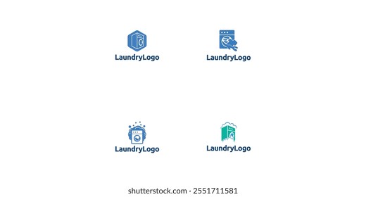 Set of Laundry logo design. Washing machine icon for laundry service business logo template.