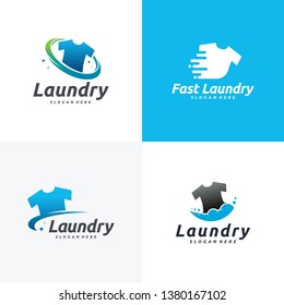 Set of Laundry Logo designs, Cloth Wash logo designs concept vector template