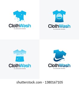 Set of Laundry Logo designs, Cloth Wash logo designs concept vector template