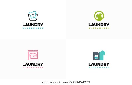 Set of Laundry Logo designs concept vector, Cloth Washing logo template