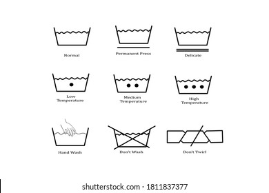 Set of laundry symbols and icons 