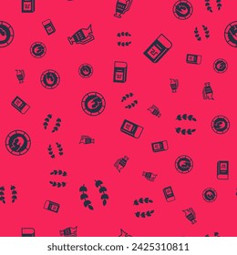 Set Laurel wreath, Ancient amphorae, Greek coin and history book on seamless pattern. Vector