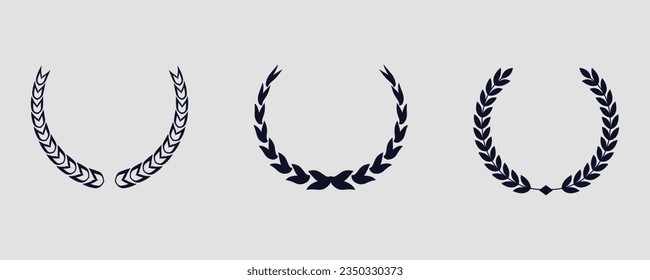 Set of laurel wreath. EPS 10 vector illustration. 