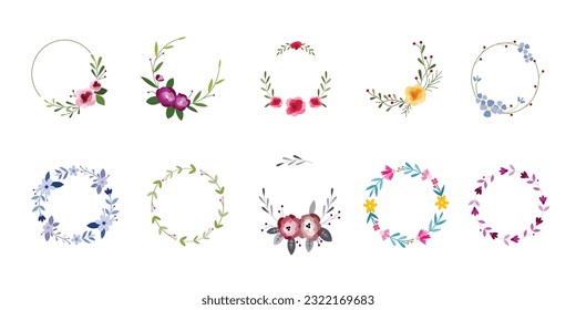 Set of laurel and wreath floral copy space