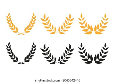 Set of Laurel Wreath floral heraldic element. Vector illustration