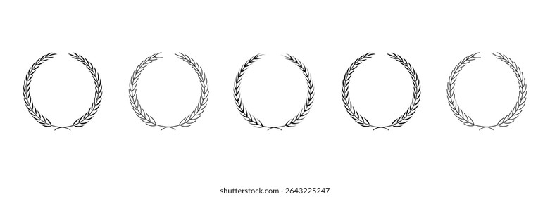 Set of Laurel Wreath frame collection. Round floral wreath frames vector illustration.