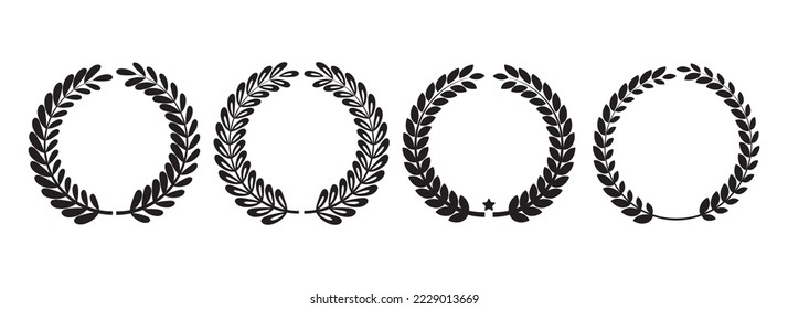 Set laurel wreath icon. Emblem from laurel branches isolated on white background. Vector illustration