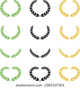 Set of laurel wreath icons, vector illustration 