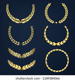 Set of laurel wreath illustration vectors