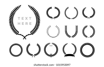 set of Laurel Wreath Logo template vector