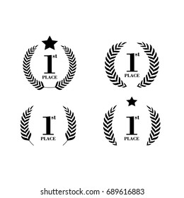 Set of laurel wreath with number one icon. Number one icon. Winner best champion symbol.