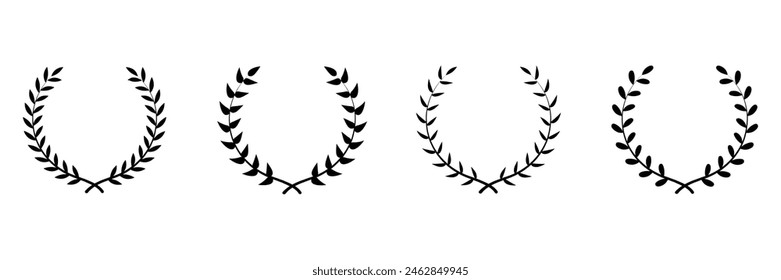 Set of Laurel wreath silhouette symbol collection. laurel wreath award icon. Vector Illustration.