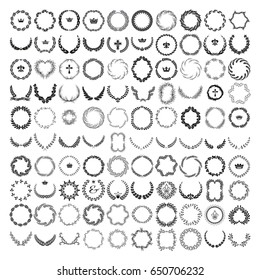 Set laurel wreath - symbol of victory and achievement. Design element for construction of medals, awards, coat of arms or anniversary logo