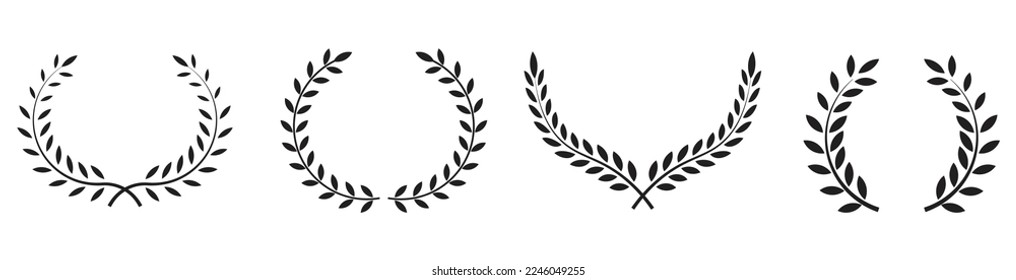 A set of Laurel wreath vector award branch victory icon. Winner laurel wreath vintage leaf emblem.