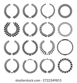 Set of laurel wreath vector. Laurel foliate illustrations