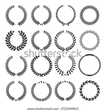 Set of laurel wreath vector. Laurel foliate illustrations