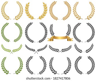 Set of laurel wreath vector illustration. Eps 10 file with no effect or transparencies. Clean and smooth design and Fully editable. svg