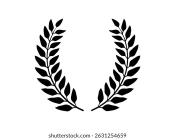 Set of Laurel Wreaths in Blue and Black, Collection of Black Laurel Wreaths on White Background, laurel wreath, laurel, wreath, crown, award, achievement, victory, success, education, school, celebrat