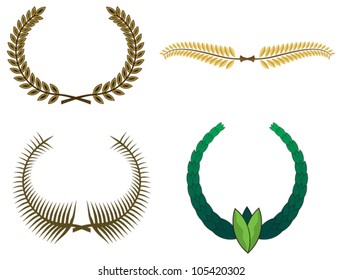 Set of laurel wreaths for design