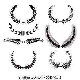 Set of laurel wreaths for design