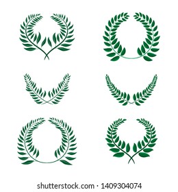 set of Laurel wreaths of different shapes. vector illustration