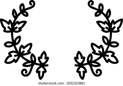 Set of laurel wreaths, floral frames and dividers in the doodle style. 