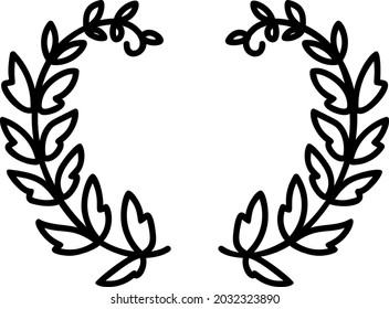 Set of laurel wreaths, floral frames and dividers in the doodle style. 