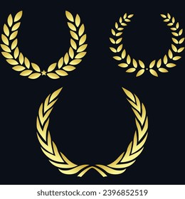 Set of laurel wreaths illustration. Golden laurel wreath logo