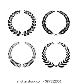 Set of laurel wreaths isolated on a white background. Vector design elements