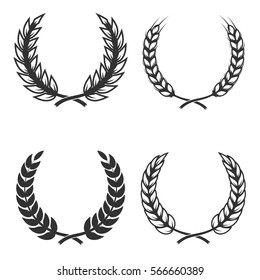 Set of laurel wreaths isolated on white background. Design element for emblem, badge. Vector illustration.