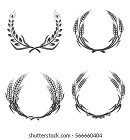 Set of laurel wreaths isolated on white background. Design element for emblem, badge. Vector illustration.