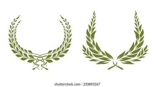 Set of laurel wreaths. Olive color