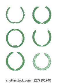 set of laurel wreaths on a white background