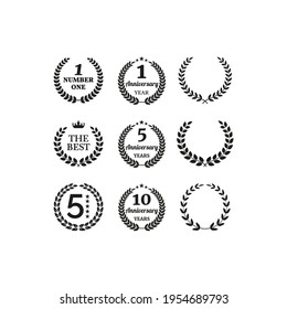 Set of laurel wreaths on white background.